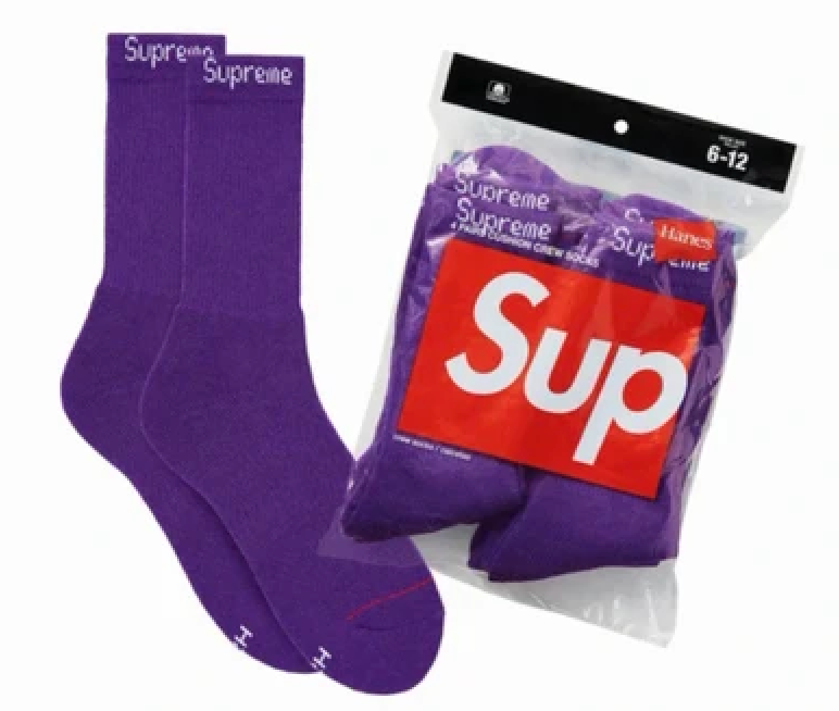 Supreme Hanes Crew Socks (4 Pack) Purple