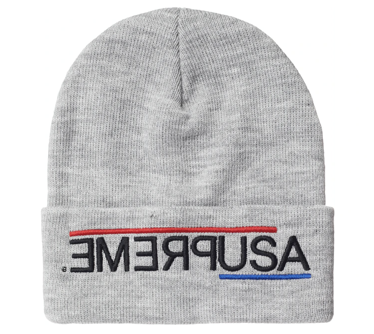 Supreme USA Beanie Heather Grey