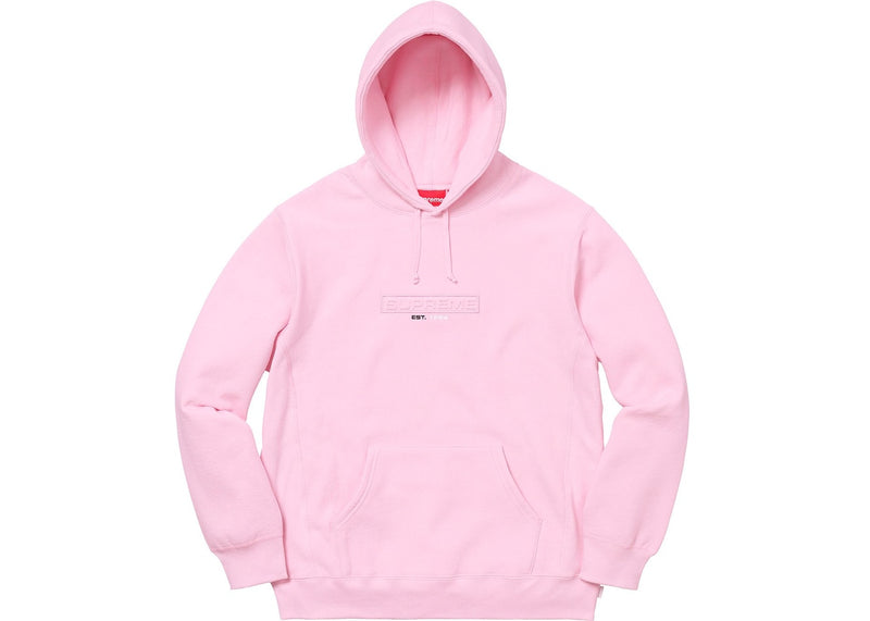 Supreme Embossed Logo Hooded Sweatshirt (SS18) Pink