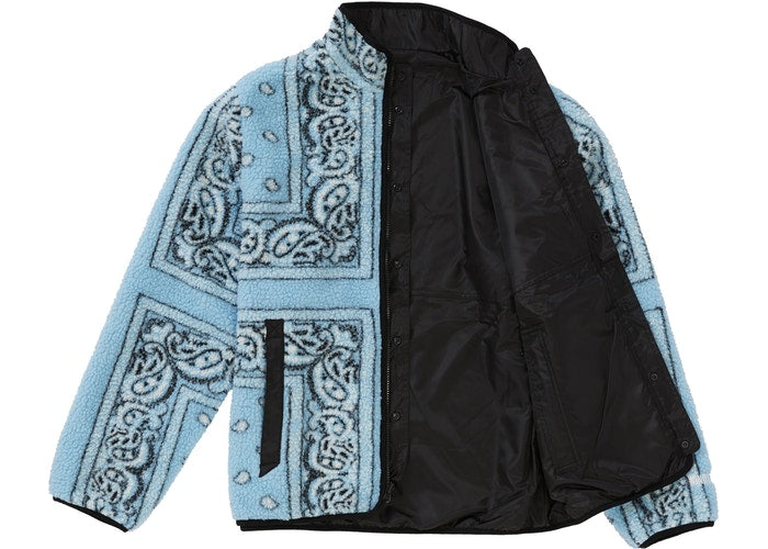 Supreme Reversible Bandana Fleece Jacket Light Blue