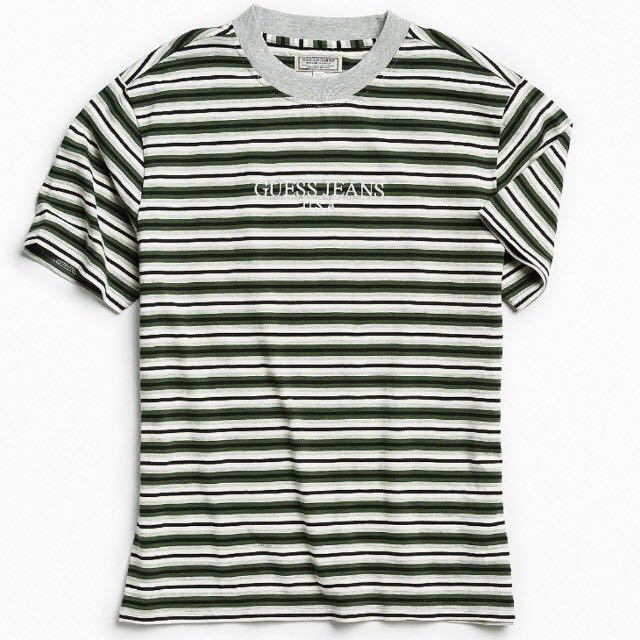 guess green striped shirt