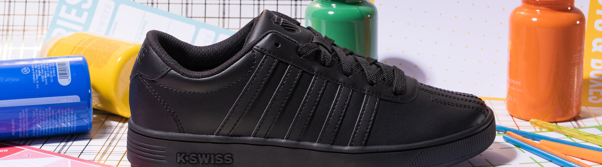 kids black k swiss