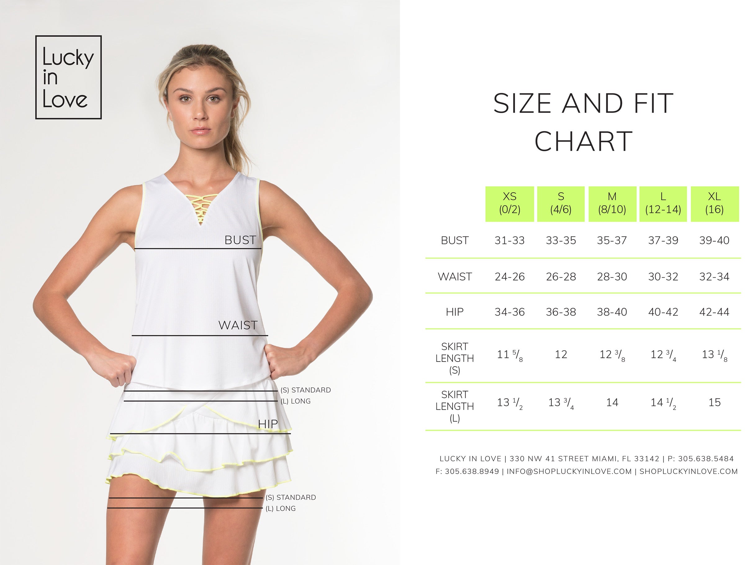 lucky in Love sizing chart