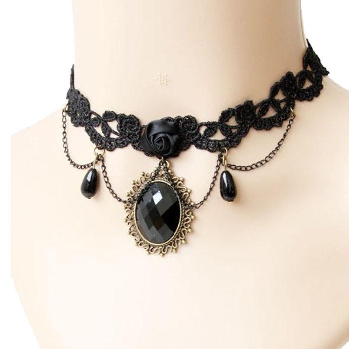 Vintage Lace Gothic Choker Necklace 