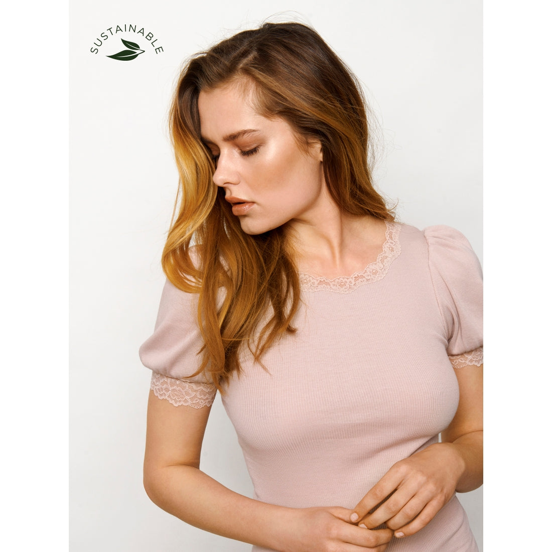 Rosemunde Organic T-Shirt Regular W/Lace - PapillonStyles