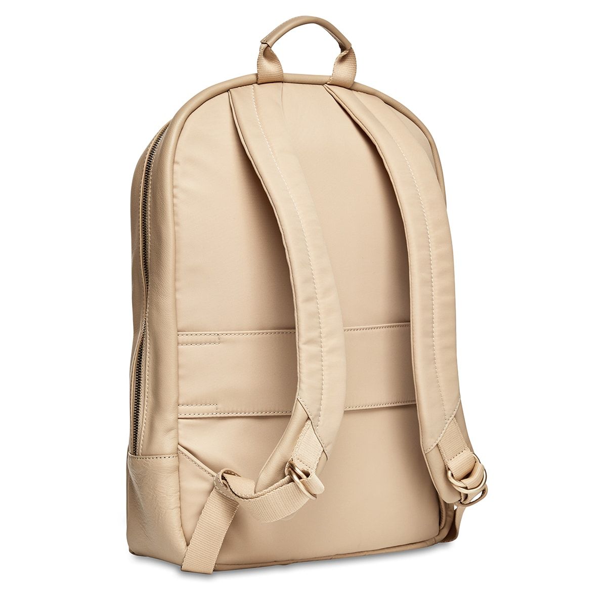 small beige travel backpack