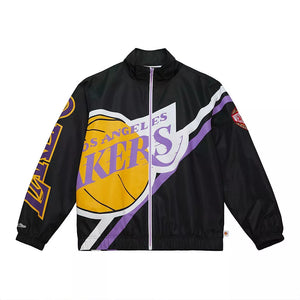 MENS MITCHELL & NESS EXPLODED LOGO WARM UP JACKET LAKERS - Revel Commerce