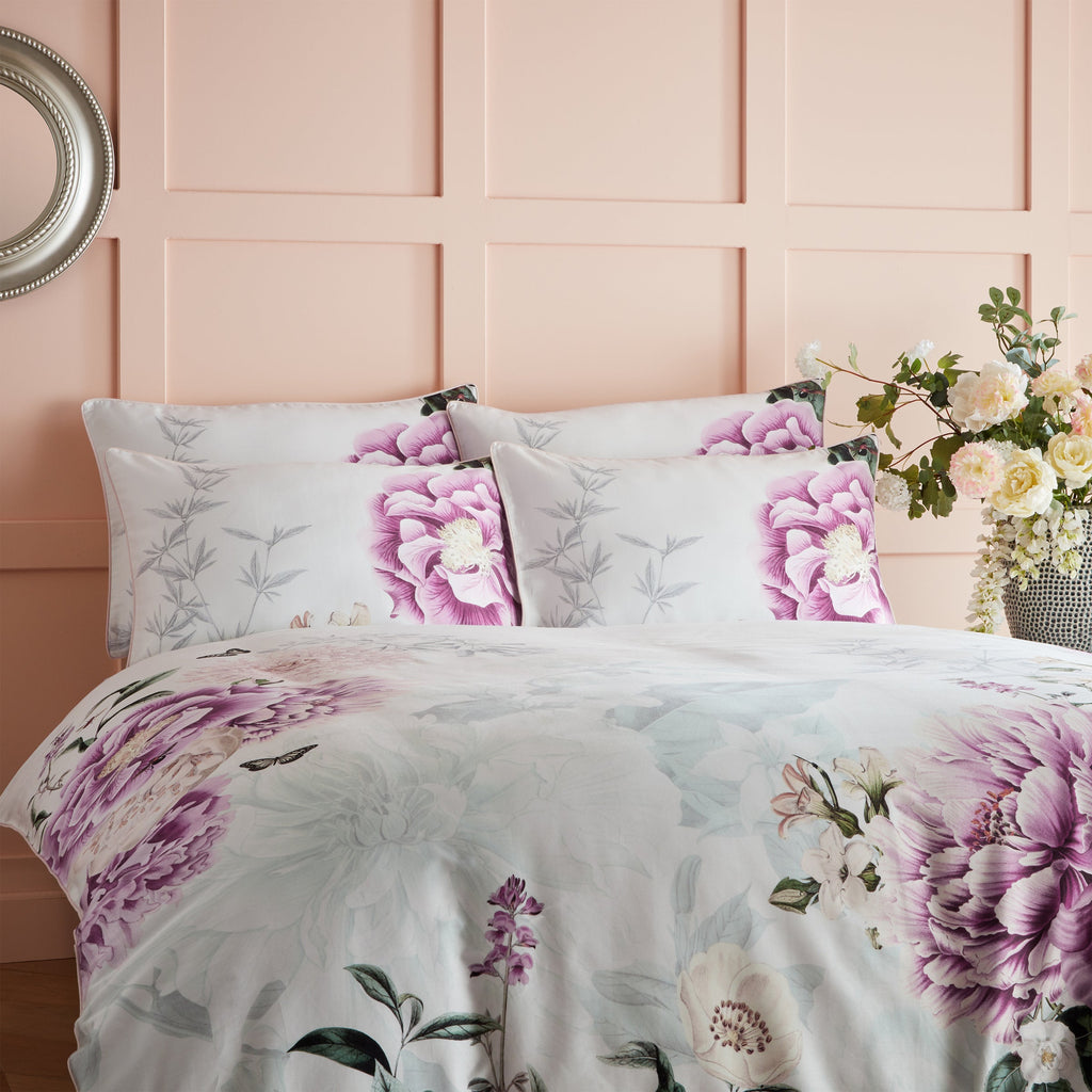 bedding duvet sets floral purple grey white furn. ladies girls boys