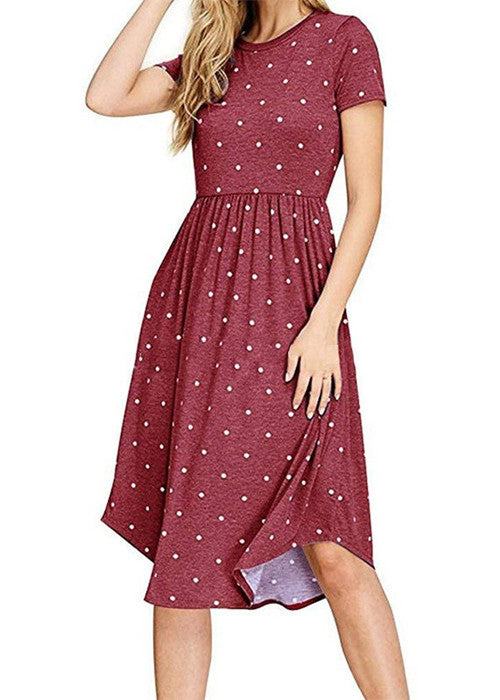 v neck patch pocket polka dot shift dress