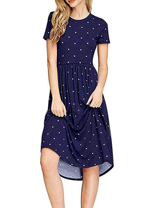 v neck patch pocket polka dot shift dress