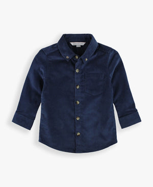 Dark Navy Stretch Corduroy Long Sleeve Button Down Shirt - Doodlebug's & Grow Children's Boutique