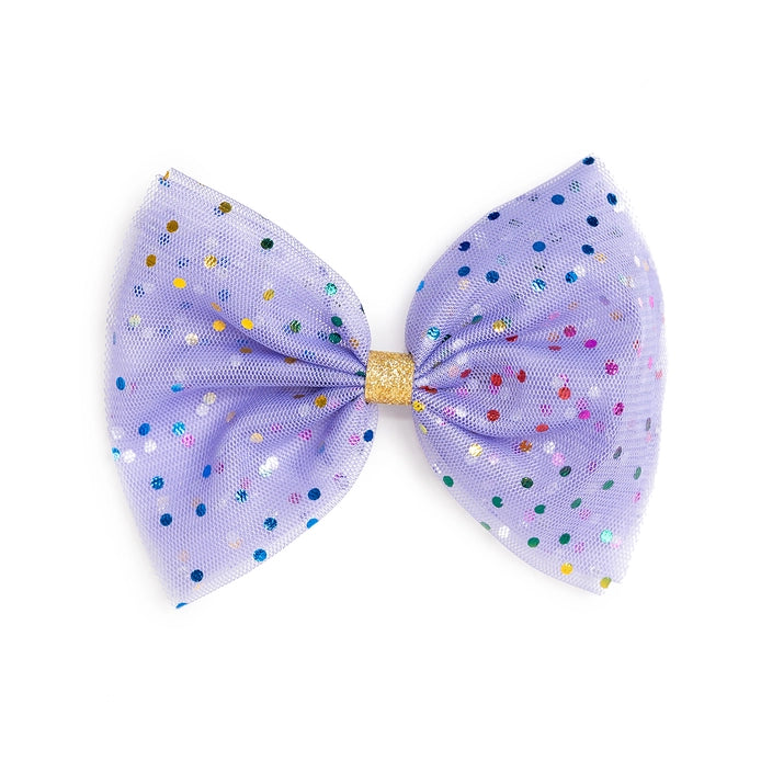 Lavender Confetti Tulle Bow Clip