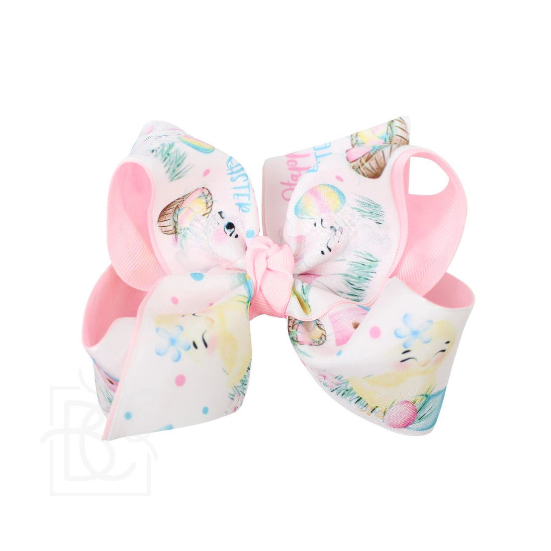 Huge Layered Bunny Print Bow in Blue