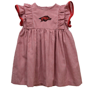 Arkansas Razorbacks Embroidered Gingham Ruffle Dress - Doodlebug's & Grow Children's Boutique
