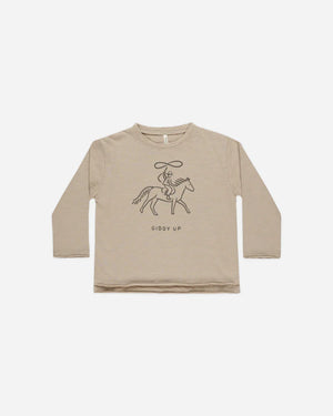 Raw Edge Long Sleeve Tee in Giddy Up - Doodlebug's & Grow Children's Boutique