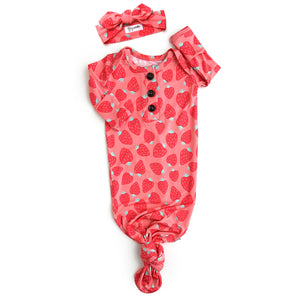 Annabelle Knotted Button Gown and Headband - Doodlebug's & Grow Children's Boutique