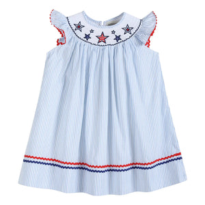 4th of July Stars Smocked Bishop Dress - Doodlebug's & Grow Children's Boutique