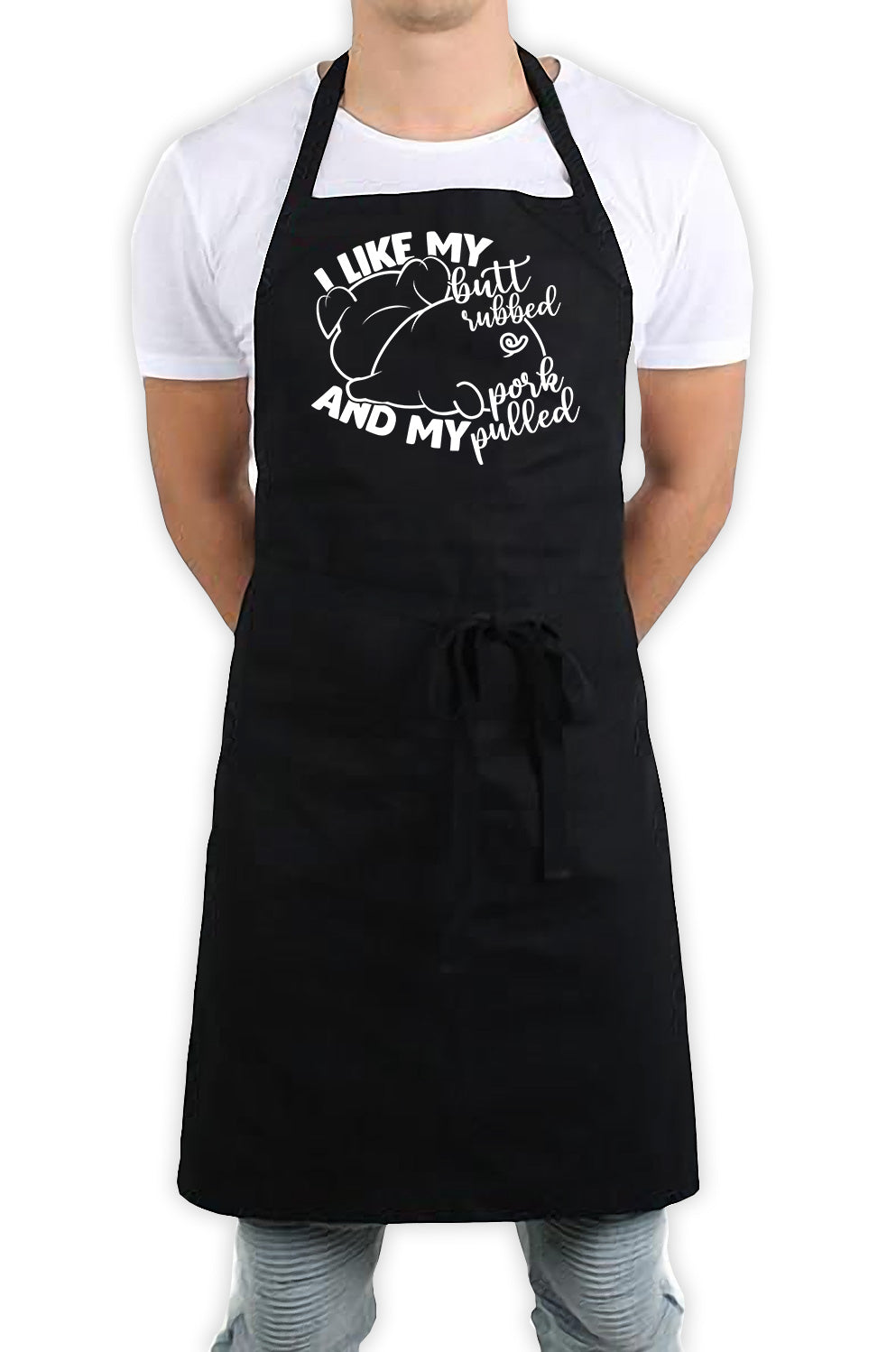 I Like My Butt Rubbed And My Pork Pulled Funny Kitchen BBQ Apron Black