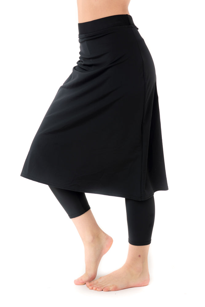 Ladies Black Pants W Attached Skirt, Mini Flared Skirt W Leggings, Butter  Soft Skirted Leggings, 2-in-1 Skirt Leggings, Yoga Pants W Skirt 