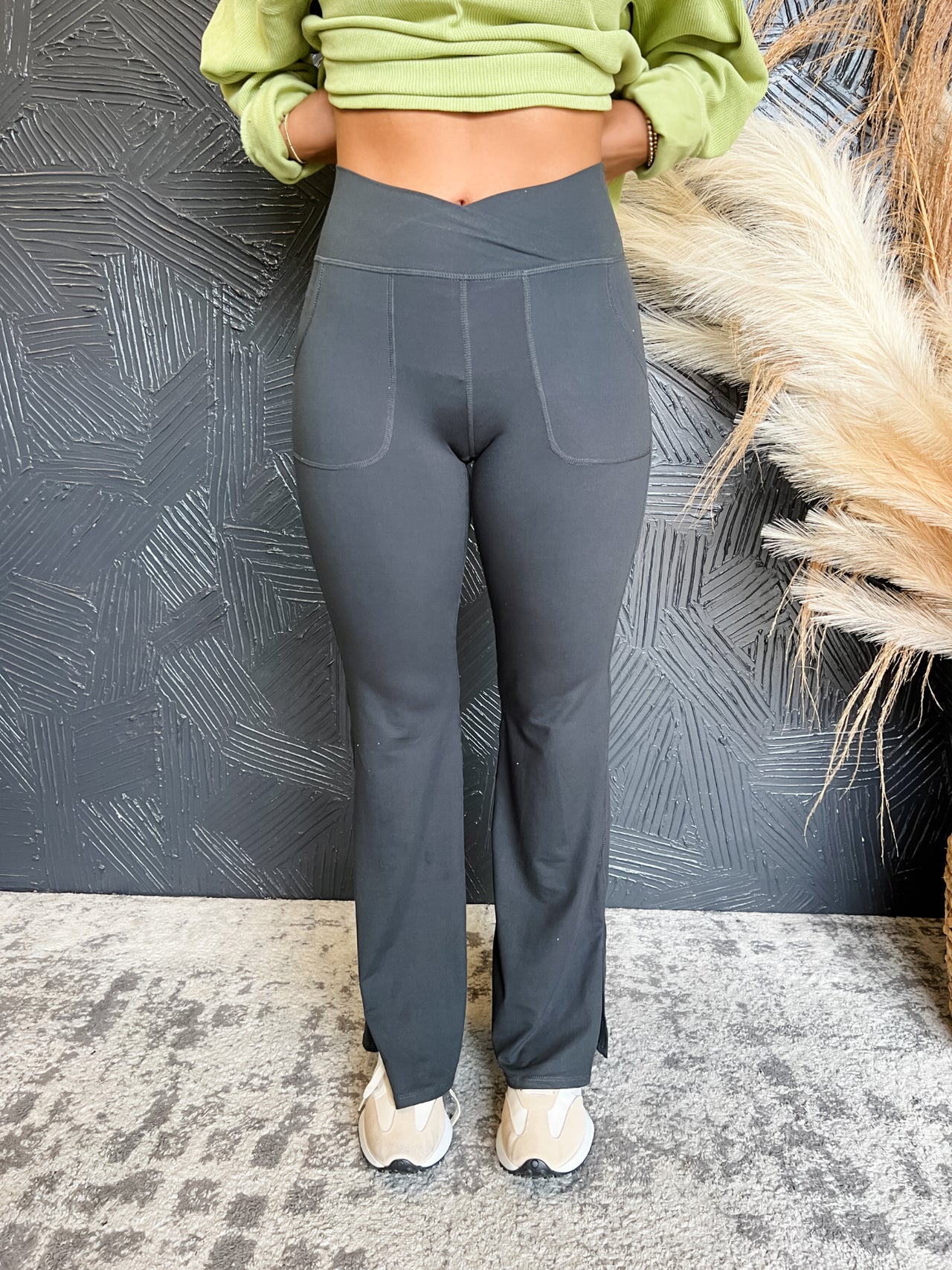 Crunch Time Flare Yoga Pants- Chrome