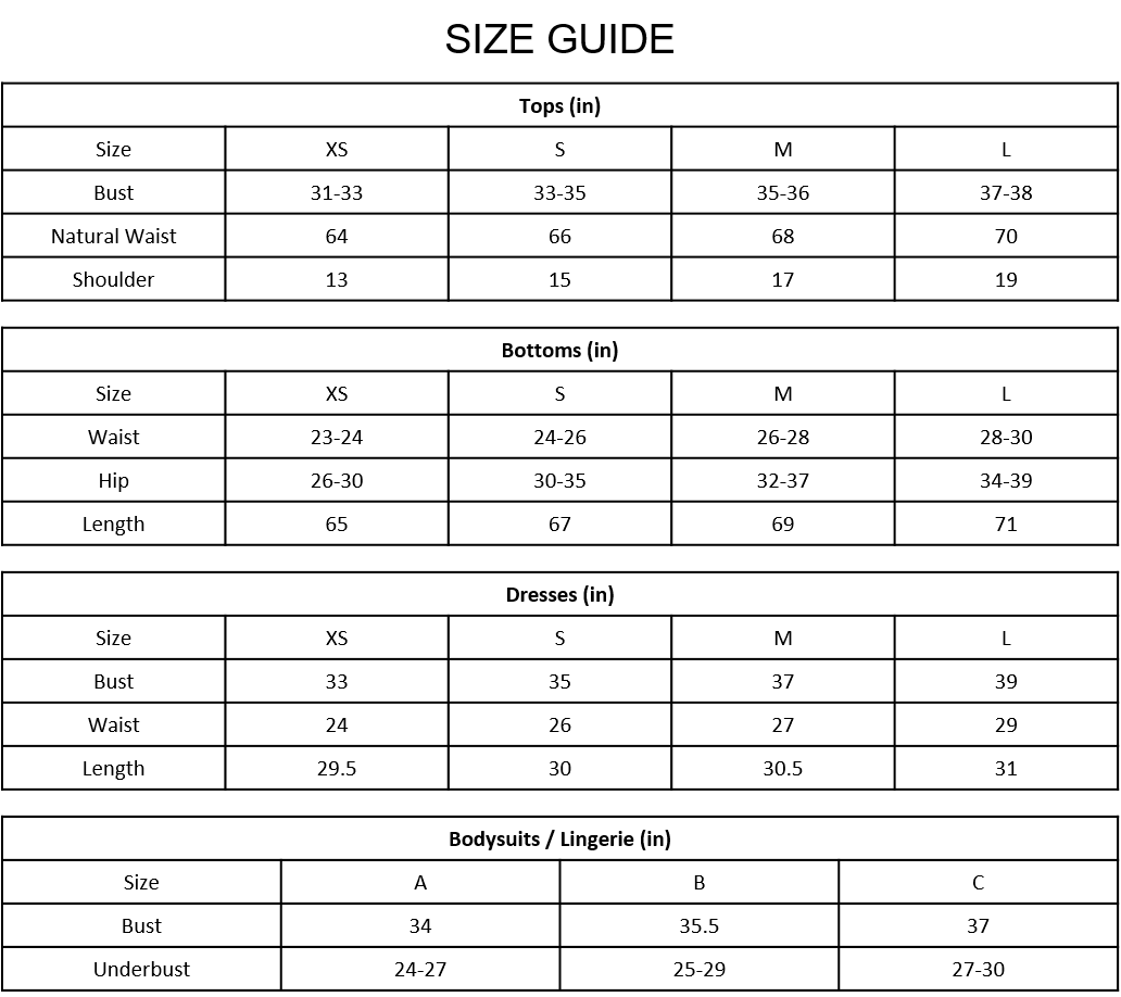 SIZE GUIDE - Fashern