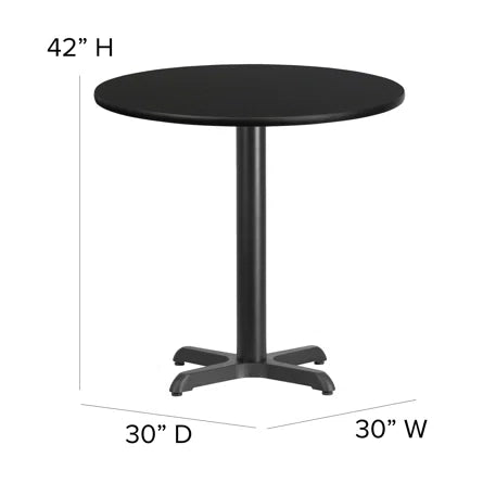 30'' Round Black Laminate Table Set with 4 Ladder Back Metal Barstools - Black Vinyl Seat - Image 3