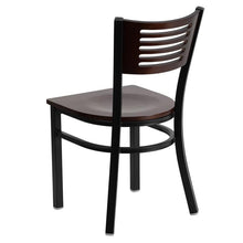 Load image into Gallery viewer, HERCULES Series Black Slat Back Metal Restaurant Chair - Walnut Wood Back &amp; Seat