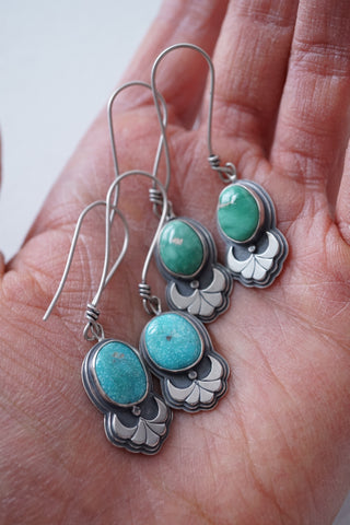 turquoise crescent dangle earrings