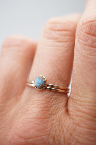 14k gold stacking rings with lavender turquoise