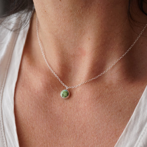 dainty necklace with green turquoise