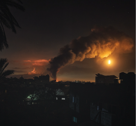 plume of smoke from Israeli bombing in Gaza