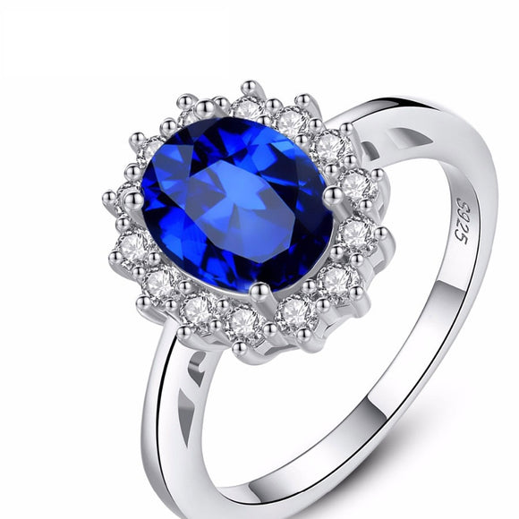 royal
 Diana William Kate zircon Rings 
 Blue Wedding Engagement 
 Sterling Silver Finger Ring for young lady