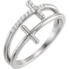 Twin Sideways Crosses Christian Ring For Women