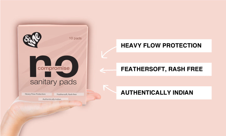 &Me no compromise sanitary pads are rash free, made in india, and eavy flow protection