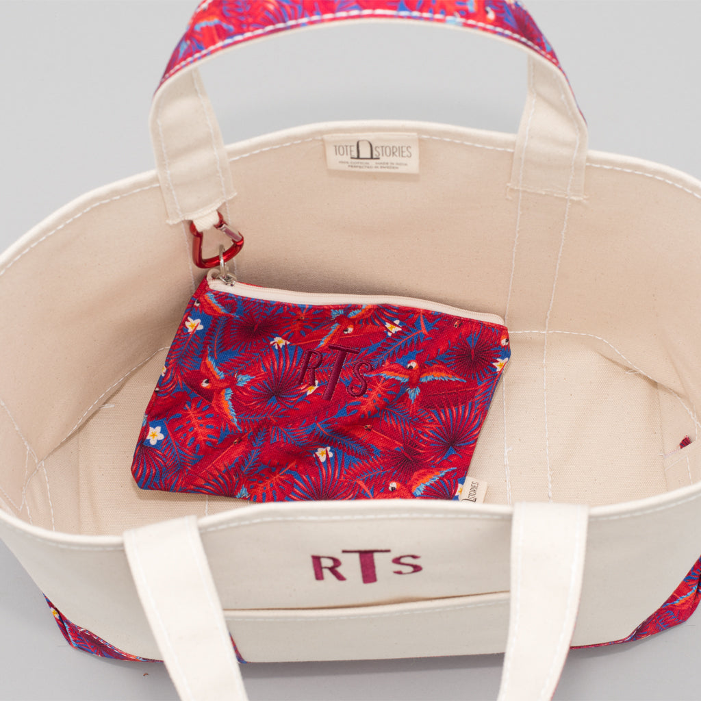 tote bag red inside