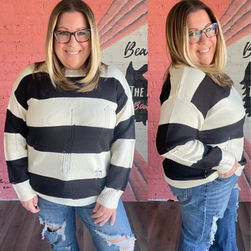 Finley Striped Distressed Top