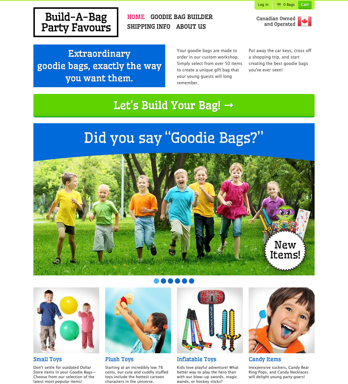 Screenshot of Build-A-Bag Homepage