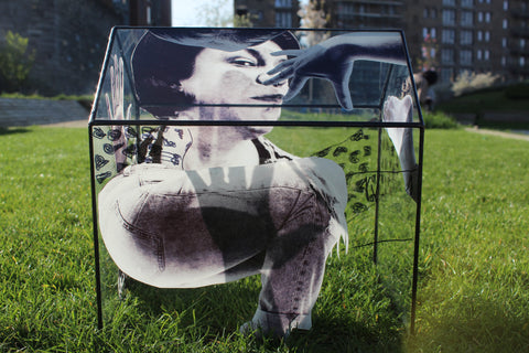 Imagery on a clear glass house representing being trapped