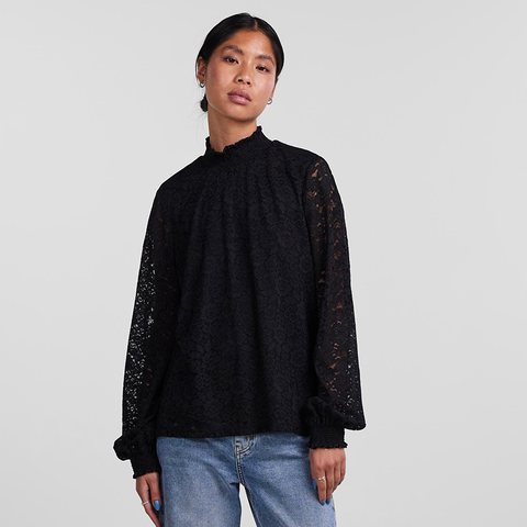 Black high neck lace blouse