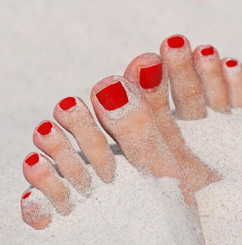 Beach Toes nail polish Red Feet In Sand