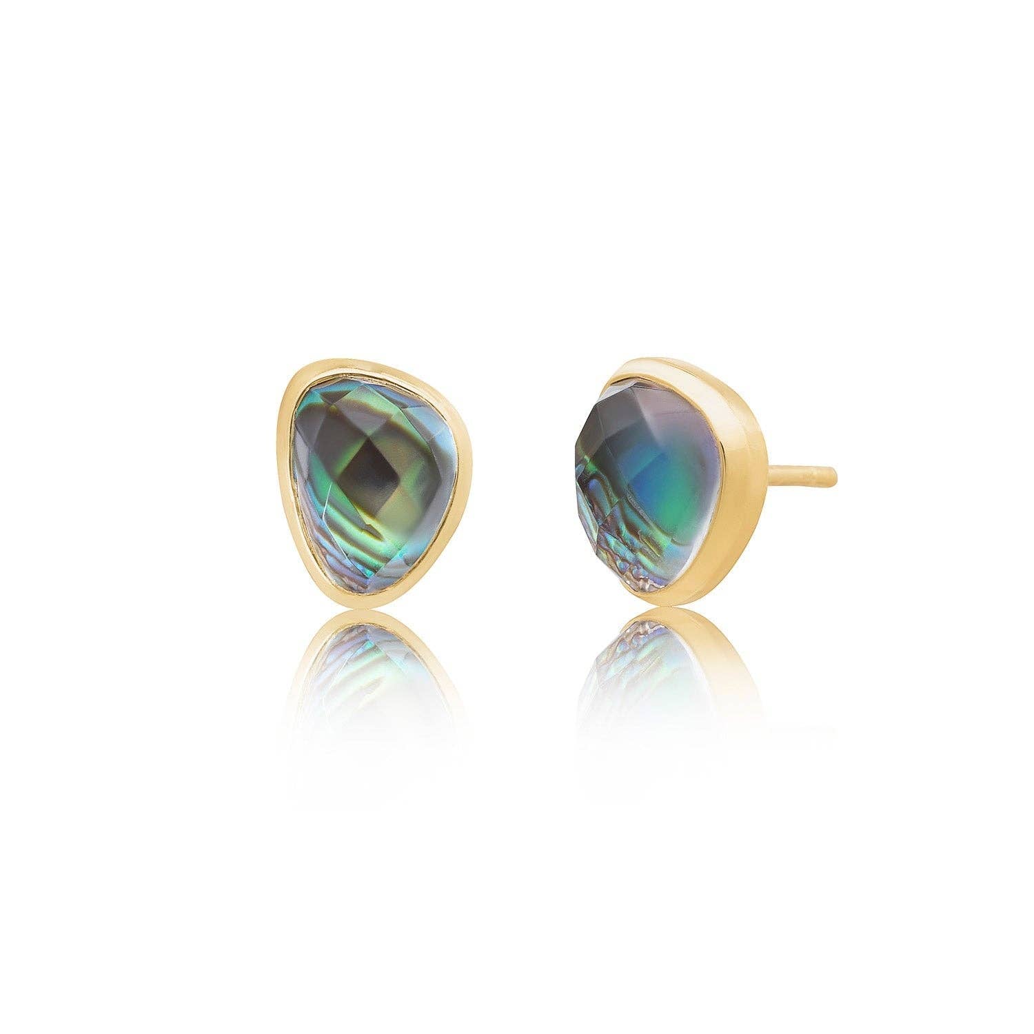 Odyssey Doublet Gold Stud Earrings: Abalone
