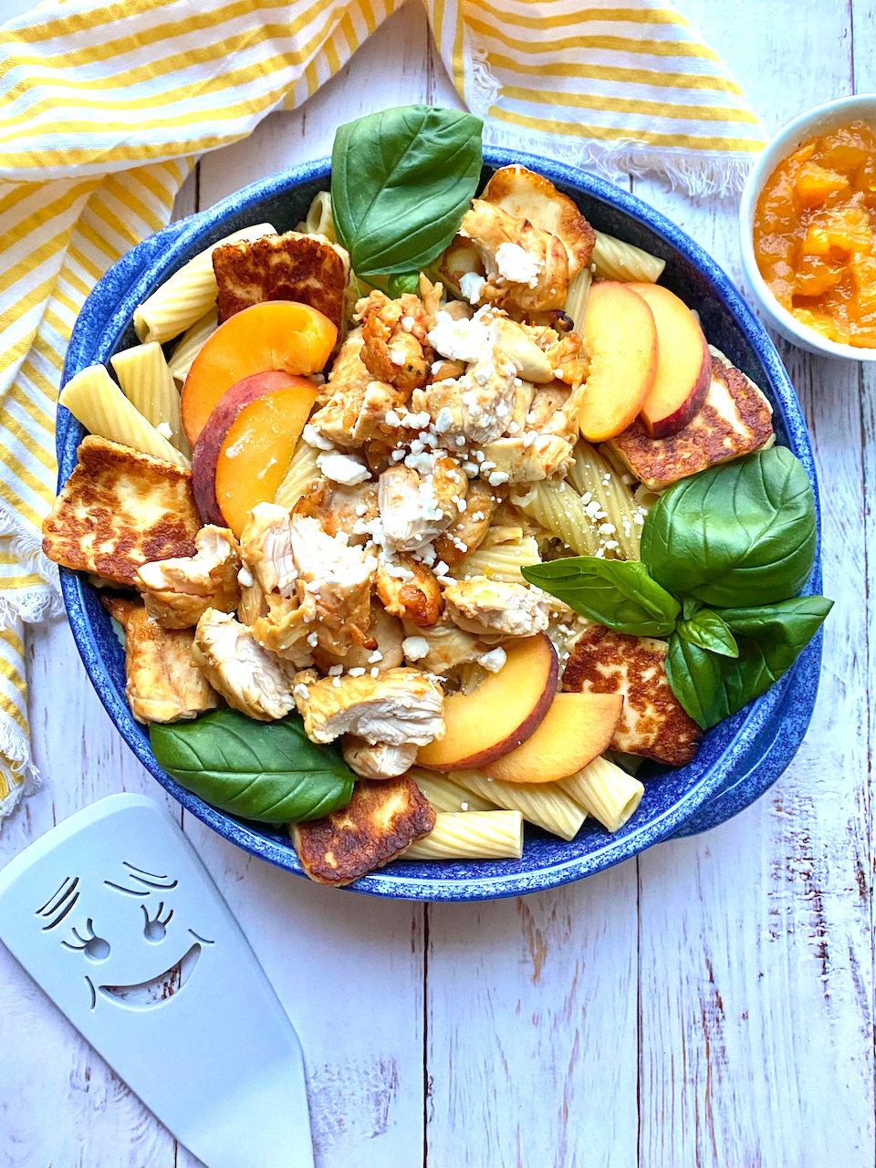 Peach Chicken Pasta with Halloumi – Pat Cooks