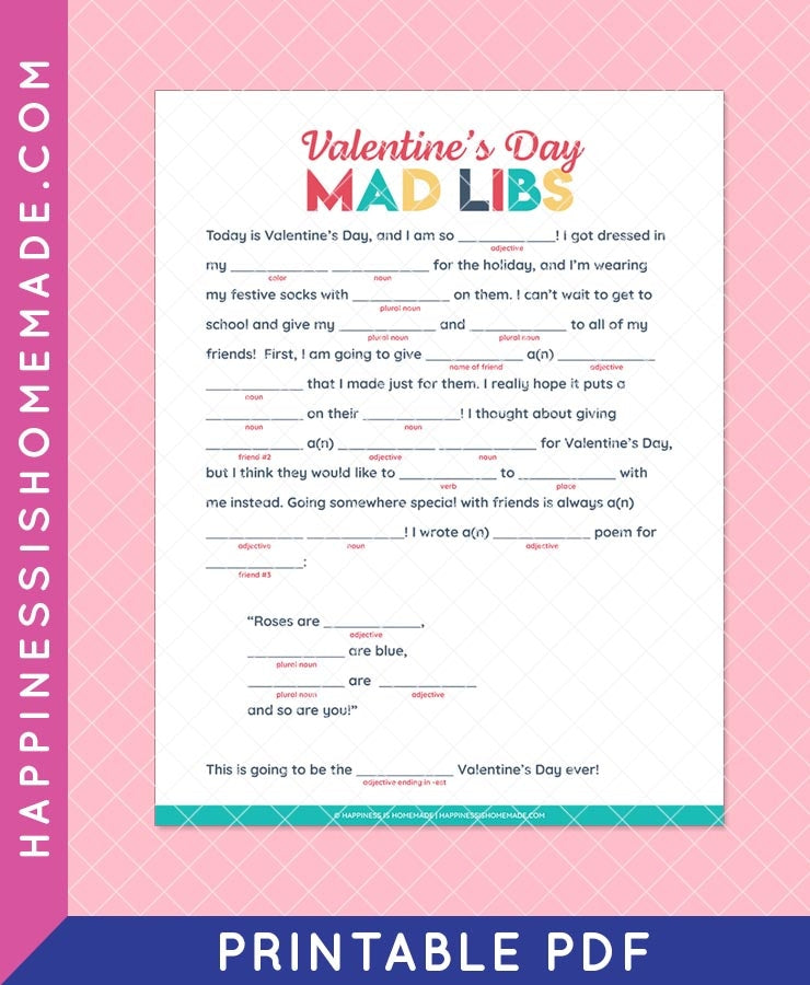 Valentines Day Mad Libs Happiness Is Homemade 8089