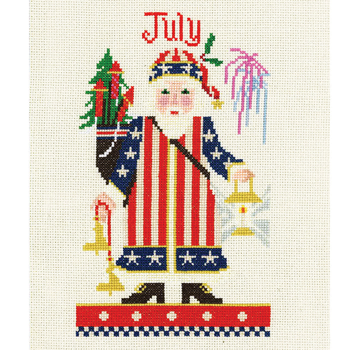 July Santa Cross Stitch Kit Colonial Needle Company