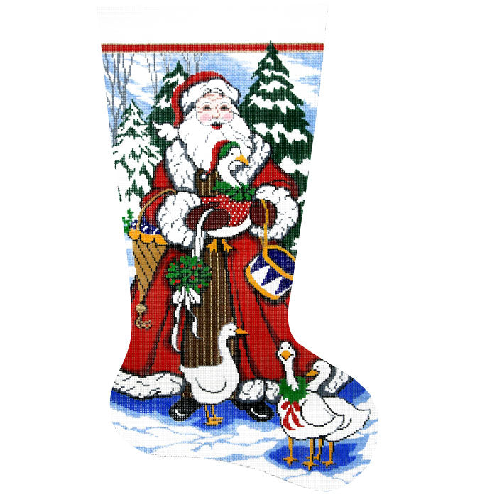 Santa With List Christmas Stocking by Lee's Needle Arts