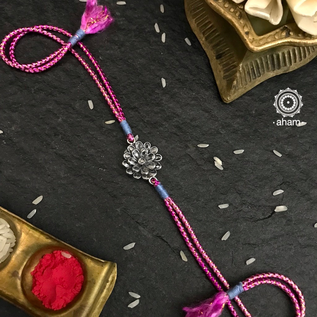 Silver Flower Rakhi | Buy Silver Rakhi Online – aham jewellery ...