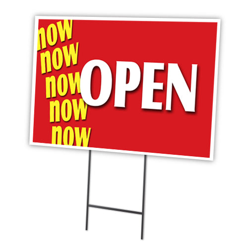 NOW OPEN YARD Sign & Stake outdoor plastic coroplast window $22.98 ...