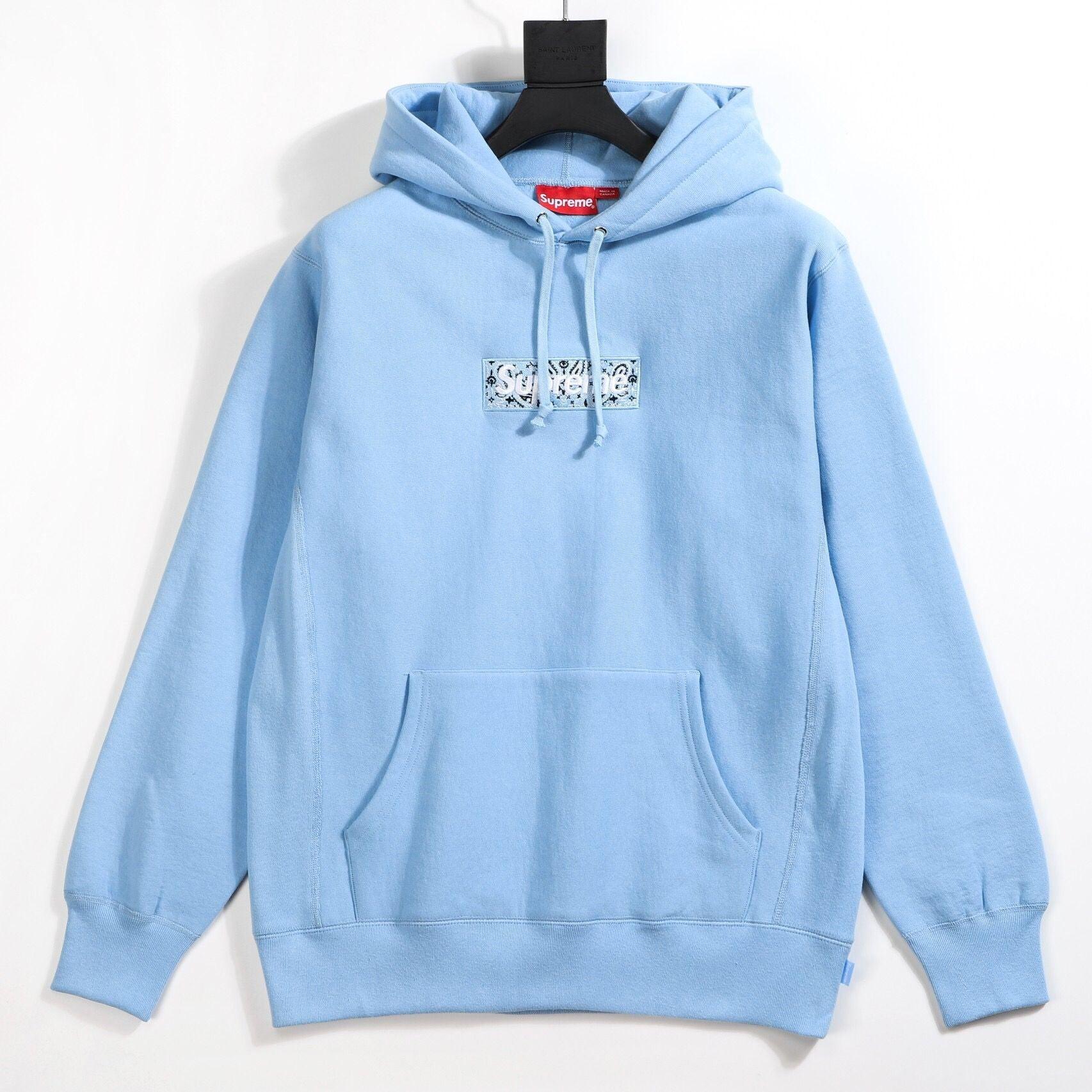 Supreme Bandana Box Logo Hooded Sweatshirt Light Blue Men's - FW19