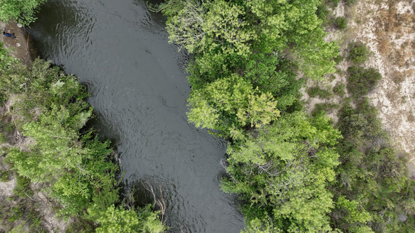 Aerial drone shot of Santa Ana River near Corona, CA