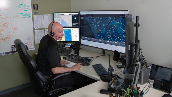 Officer Peter Lashley of the Santa Monica Police Department running Drone as a First Responder (DFR) Operations from a Remote Command Center.